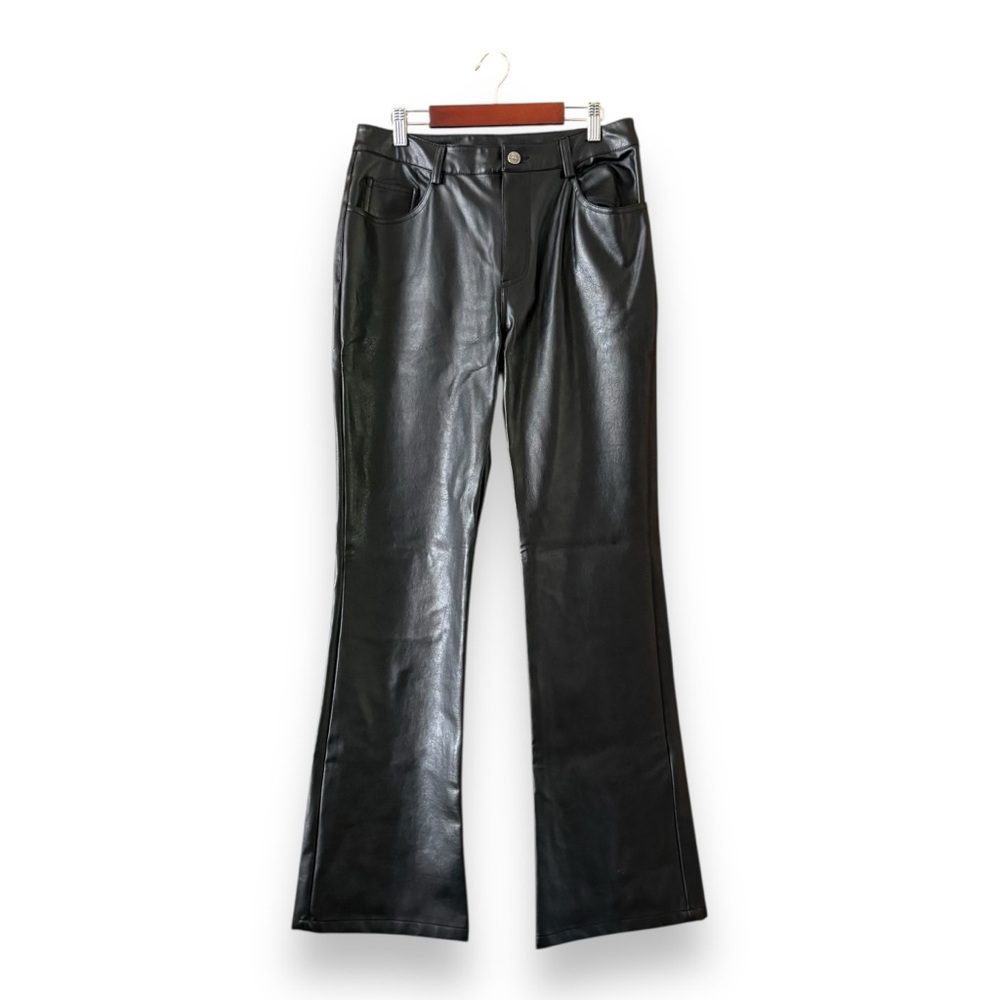 Vintage Y2K 90s.Arizona Jean Co Faux Leather Boot Cut Pants Size 7 Edgy Rocker